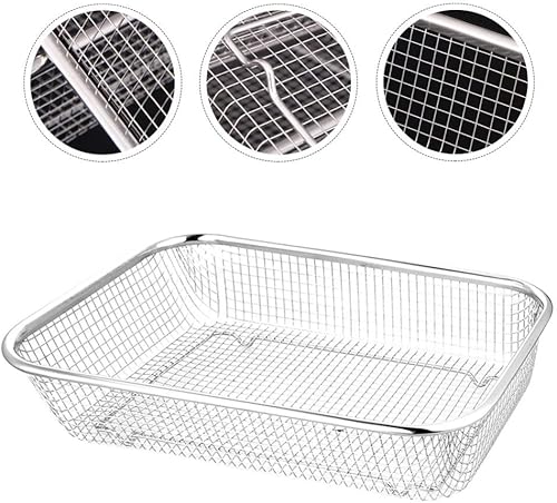 Miniatura 5 de Operitacx Colador de frutas de metal de alta calidad Cesta de tamiz inoxidable Colador rectangular de malla seguro práctico para uso doméstico