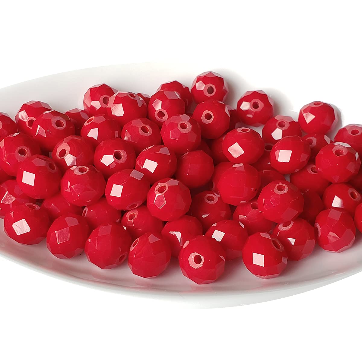 10mm Ceramic Red Rondelle Glass Beads for Jewelry Making, 200pcs Faceted Briolette Crytal Spacer Beads for Bracelet Necklace Earring