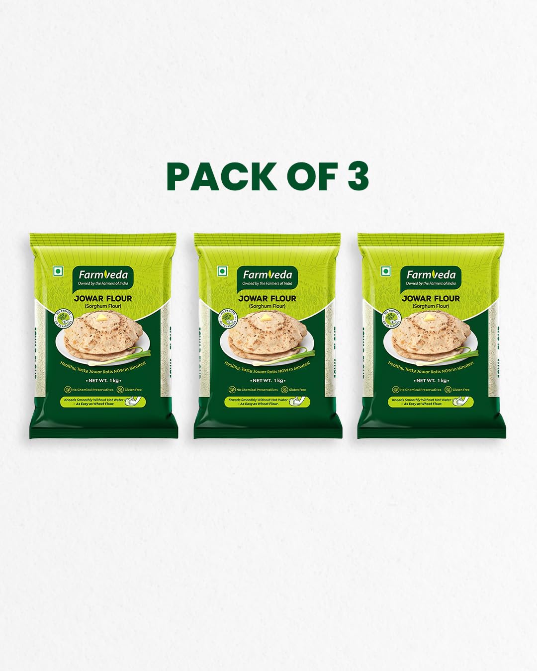 Farm Veda Jowar Flour (Sorghum Flour) - 3 Kg | Millet Flour | Gluten-Free | High Protein | 100% Natural | Kneads Smoothly Without Hot Water | Ready in Minutes - Image 3 thumbnail