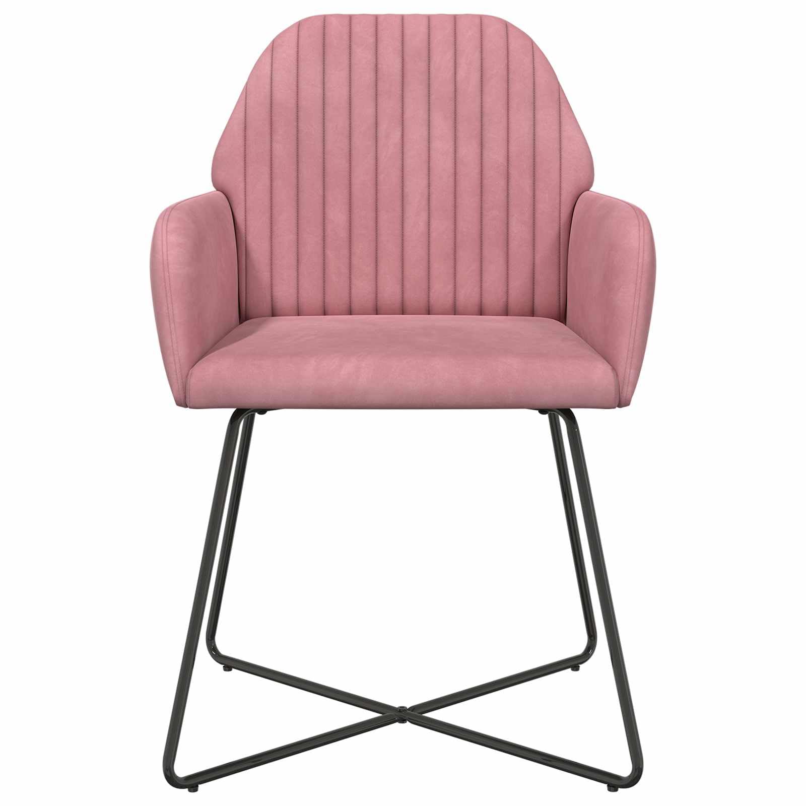 Set di 2 sedie da pranzo in velluto rosa, 55 x 50 x 84 cm, con telaio in metallo, comode sedie imbottite, per sala da pranzo, cucina, soggiorno o ristorante, ergonomiche, salvaspazio, facili