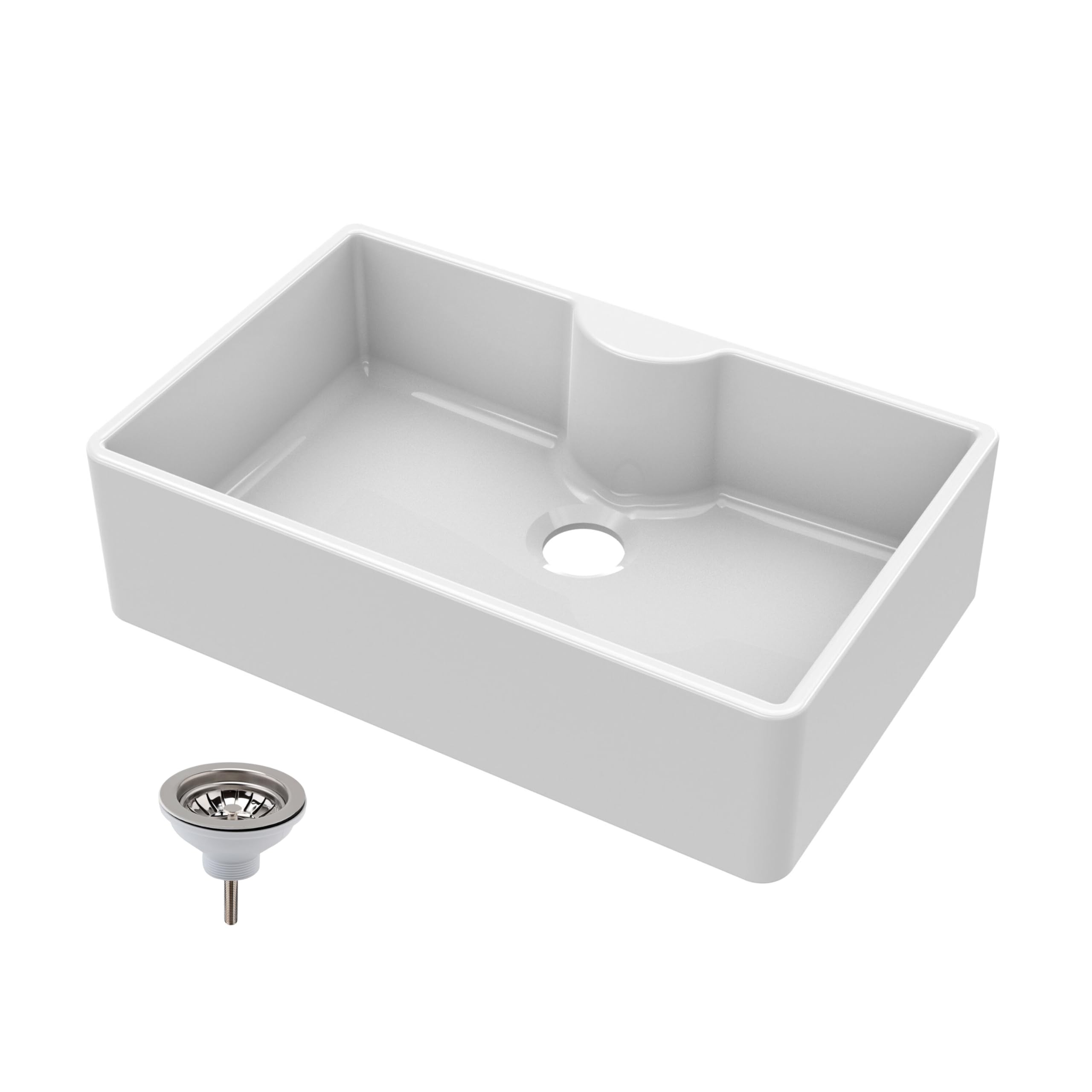 Balterley 795Mm - 1 Bowl Fireclay Butler Kitchen Sink - Tap Ledge & Strainer Waste