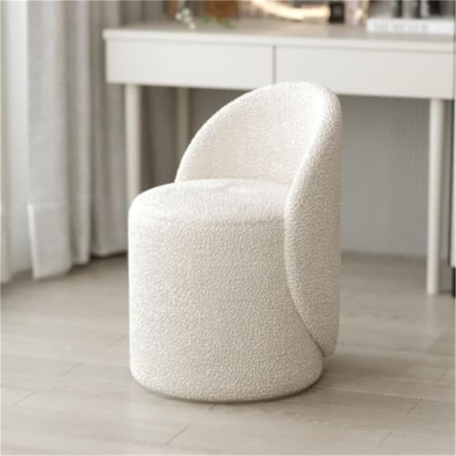 Silla de tocador Sherpa acolchada y sillón giratorio 360 para maquillaje