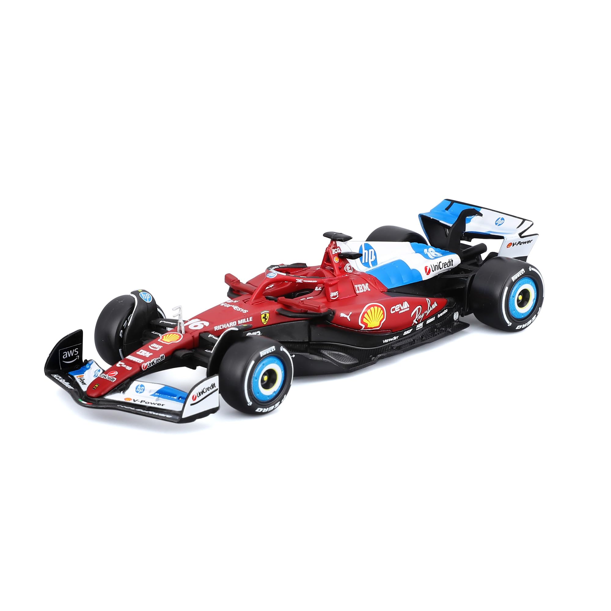 Bburago - Ferrari SF-25 Livrée Miami #16 Charles Leclerc, Miniature de Voiture Diecast à l'échelle 1:43, Réplique de monoplace F1 GP de Miami, Livrée Officielle Ferrari, 3+ - 2