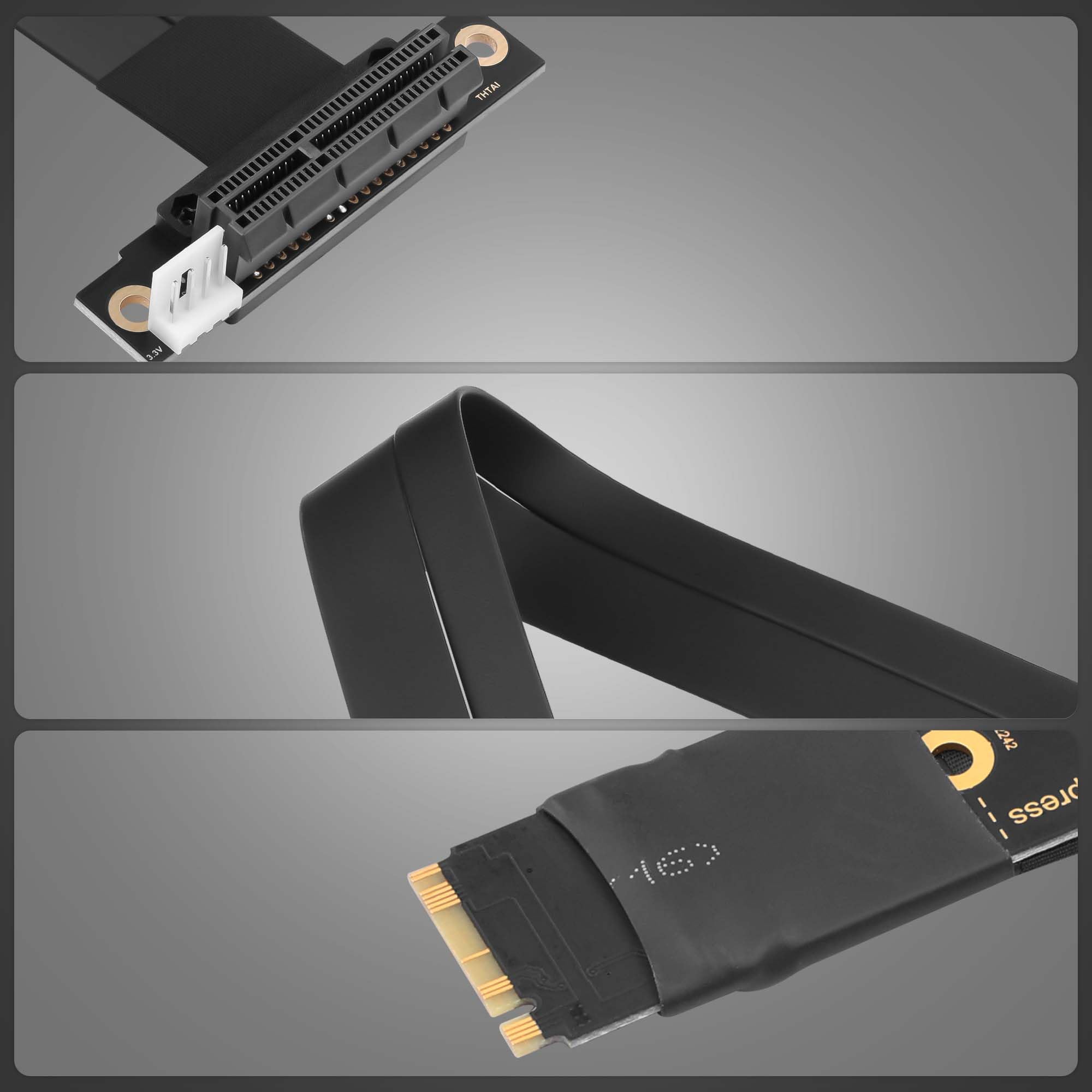 CERRXIAN M.2 NGFF NVMe M Key vers PCIE 3.0 4X Carte Adaptateur Riser pour Carte Graphique M.2 Clé M vers PCI-E 4X Câble d'extension (90°)