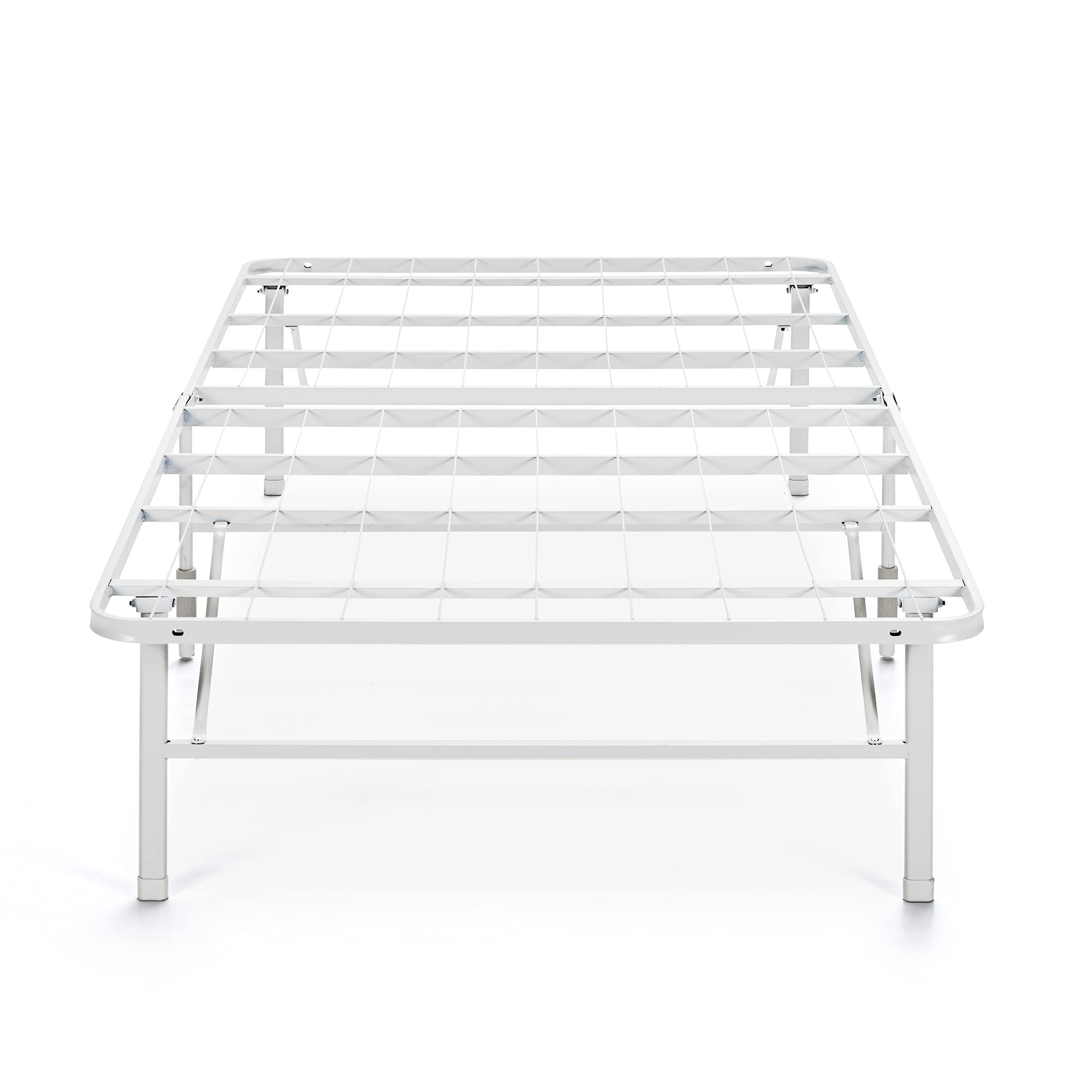 ZINUS SmartBase Tool-Free Assembly Mattress Foundation / 14 Inch Metal Platform Bed Frame / No Box Spring Needed / Sturdy Steel Frame / Underbed Storage, White, Narrow Twin