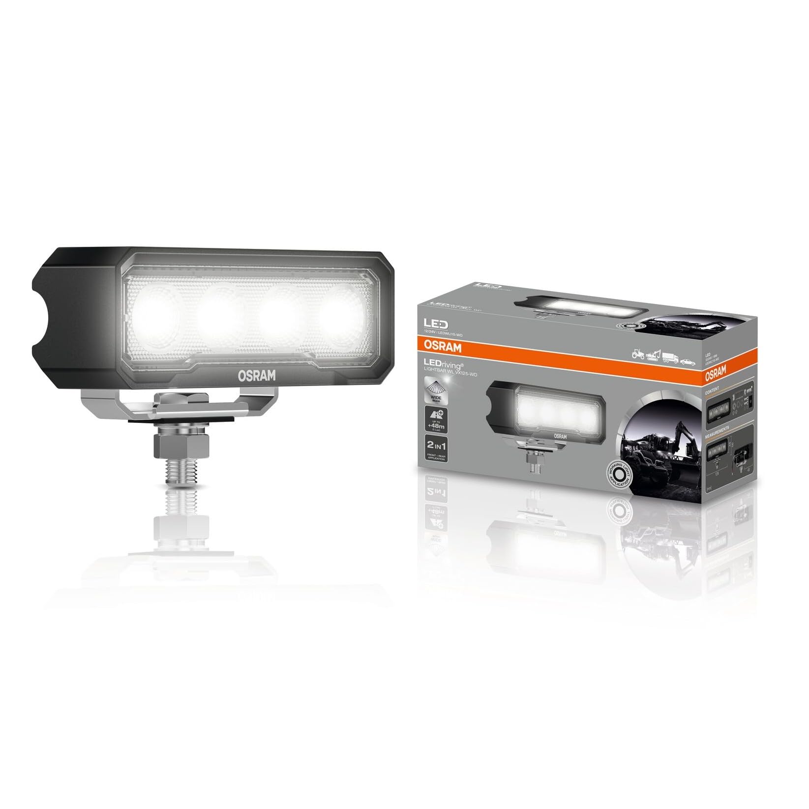 OSRAM LEDriving Lightbar WL VX125-WD, OFF ROAD, LED Arbeitsscheinwerfer, 1500 Lumen, Lichtstrahl bis zu 48 m, 12V/24