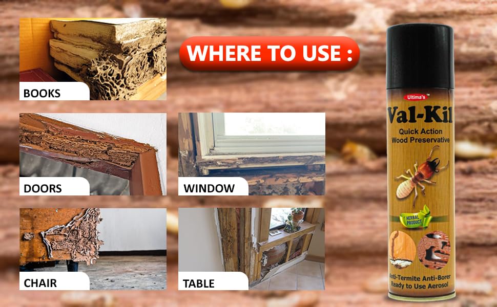 Image of Wooden insect spray | Ultima VAl -Kil termite Aerosol spray for furniture & wooden insect repellent - Pack of 1