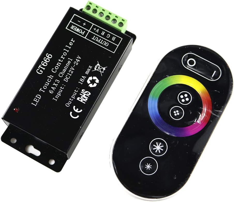 Morelight 12V 18A Wireless RF Touch Panel LED RGB Dimmer Remote Controller for LED Strip 3528 5050 GT666