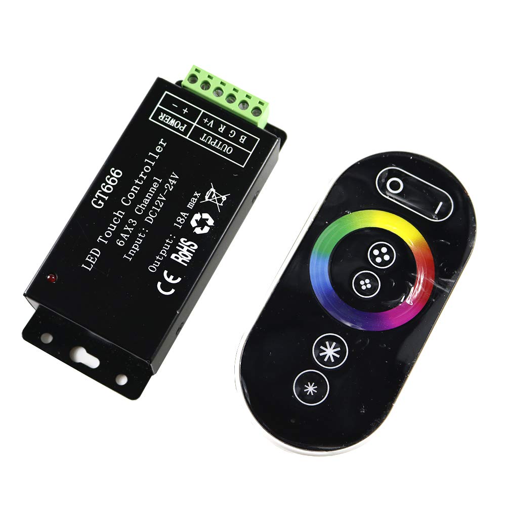 Morelight 12V 18A Wireless RF Touch Panel LED RGB Dimmer Remote Controller for LED Strip 3528 5050 GT666