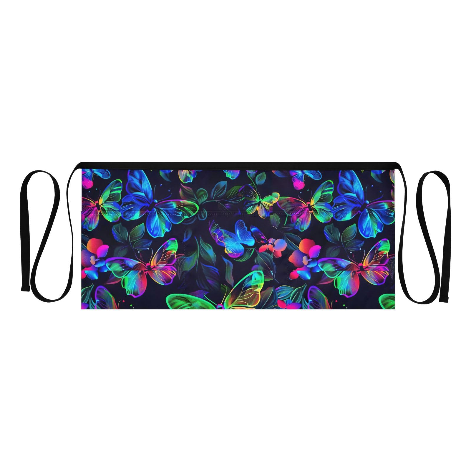 ODAWA Neon Butterflies Flowers Short Aprons Waist Apron with Pockets for Women Teacher Aprons