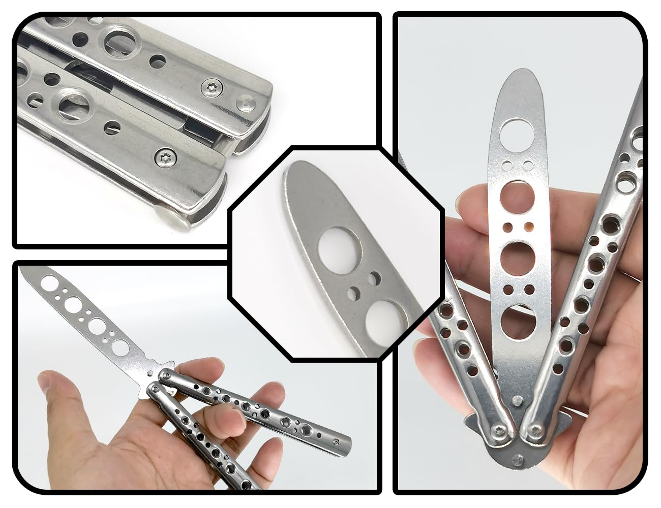 Cuchillo de mariposa entrenador plateado ZoeTekway para principiantes