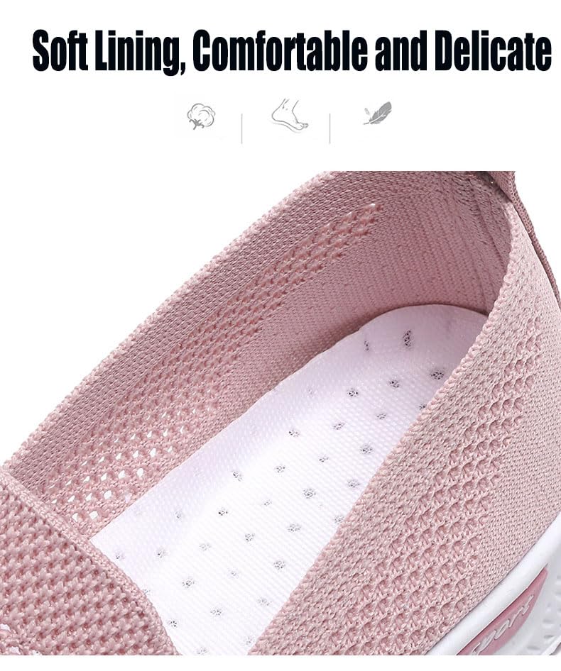 Women's Breathable Mesh Orthopedic Sneakers,Casual Fashion Non-Slip Walking Shoes Comfortable Soft Sole Slip-on Loafers Tennis Shoes4
