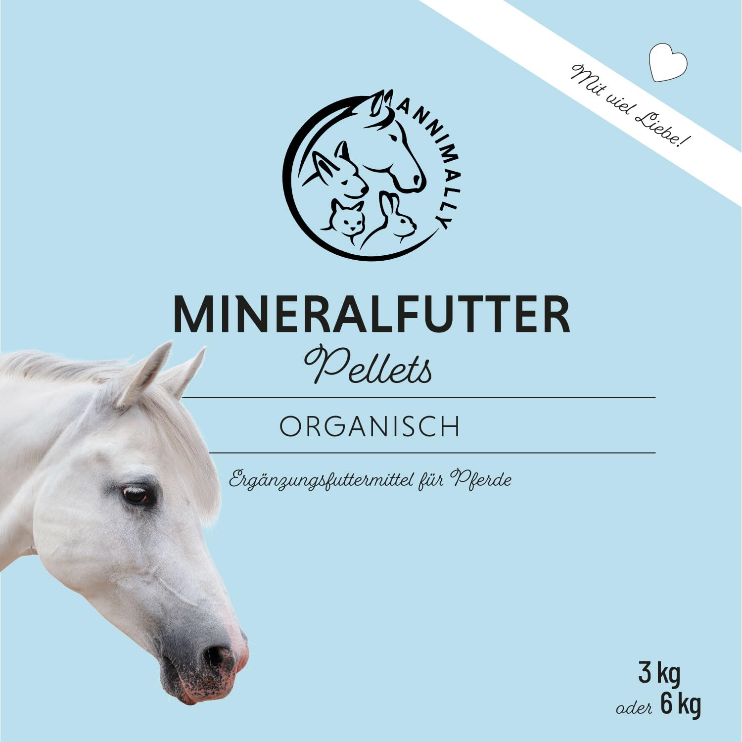 Mineralfutter Pferde organisch getreidefrei 3 kg - getreidefreies Ergänzungs Pferdefutter mit Vitaminen, Mineralstoffen und Spurenelementen, wie Zink, Selen, Omega 3 und Jod (3 kg Eimer)