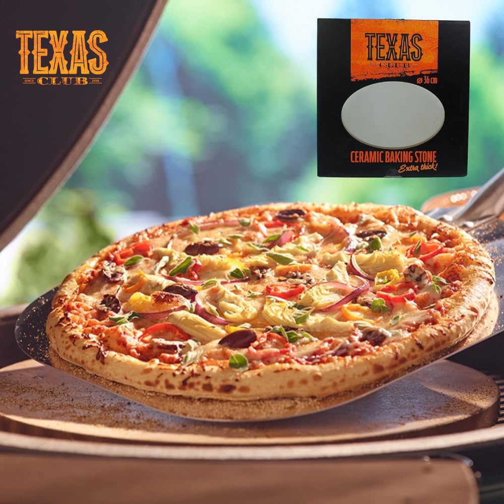 TEXAS CLUB Pierre à pâtisserie Ø 30cm pour four et gril, pierre à pizza, pierre à pâtisserie en céramique