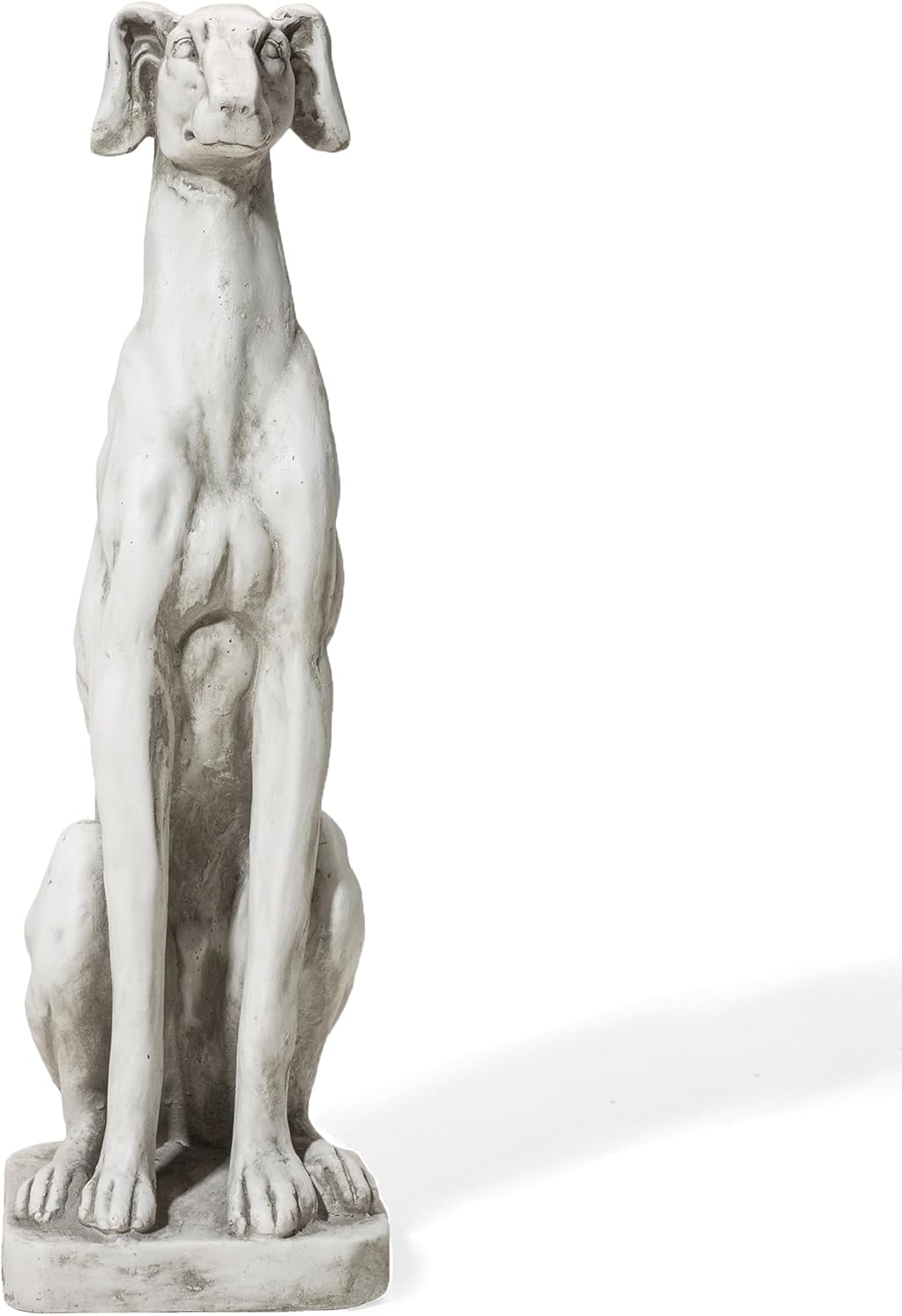 Glitzhome Guardian Sitting Dog Statue Outdoor Garden Greyhound Sculpture, 32in Tall, Cement Gray