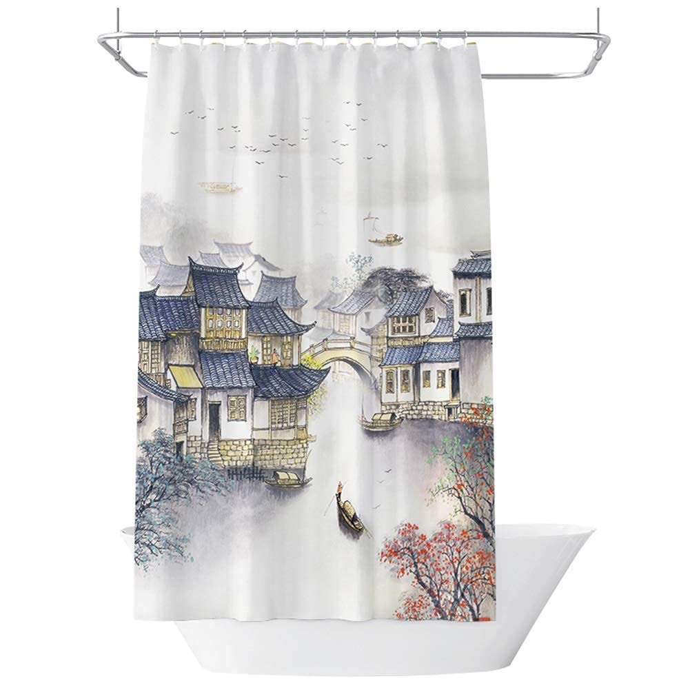 Rideau de douche pour décor à la maison et habillage de baignoire long