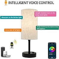 Vista 2 de Lámpara de mesa inteligente funciona con HomeKit, Siri, Alexa, Google Assistant, lámpara inteligente de mesita de noche con salida de CA y puertos