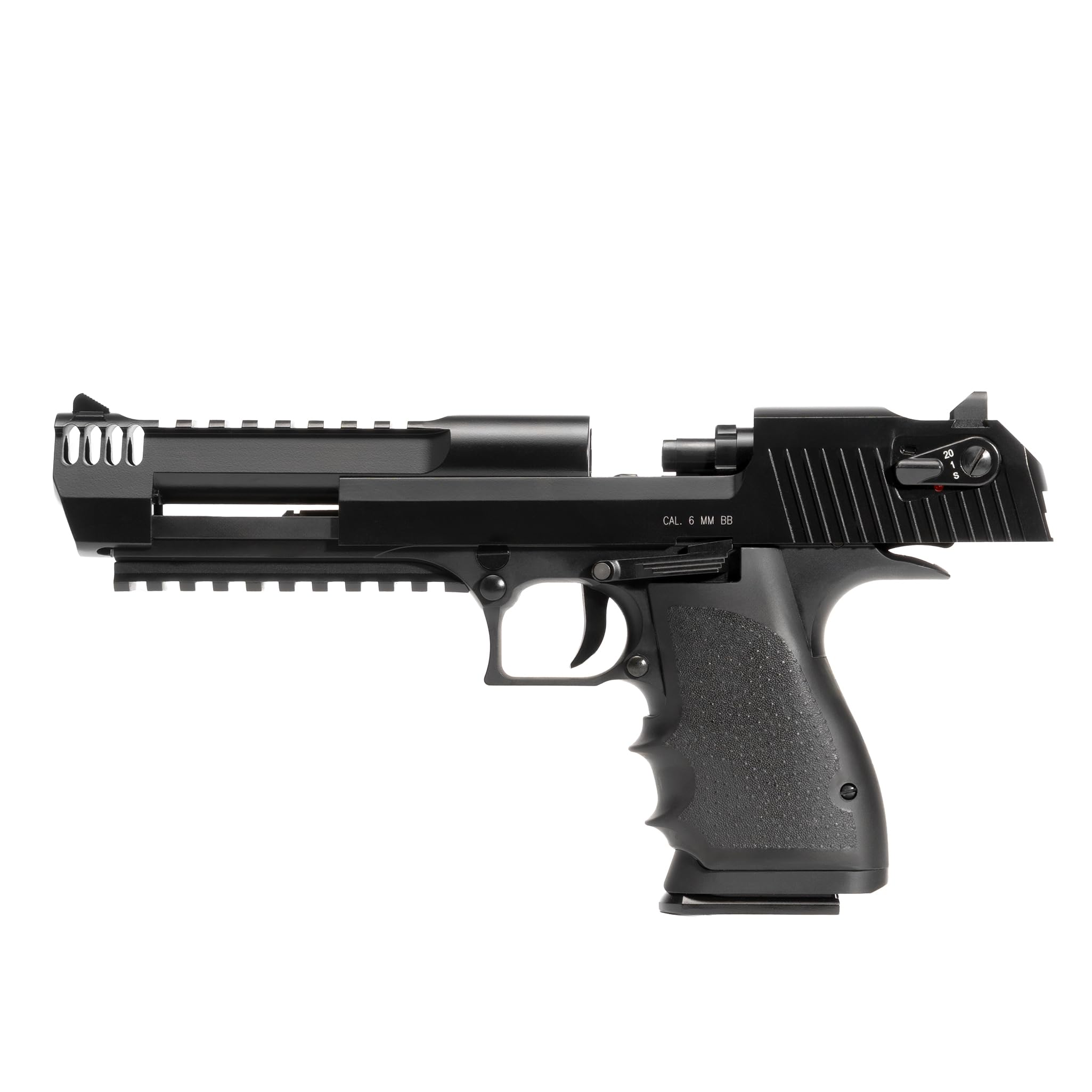 Pistola CO2 Desert Eagle DE L6 softair blowback, POTENZA 0,9 JOULE, polimero/metallo, singolo/raffica, hop-up, 269mm 1094g, bundle 1000 pallini + 5 bombolette