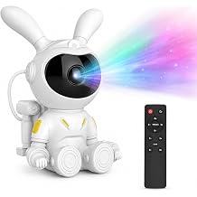 Galaxy Projector with Moon Lamp, 7 Nebula Colors, Remote Control, Sleep Timer, USB-Powered Rabbit Night Light for Bedroom