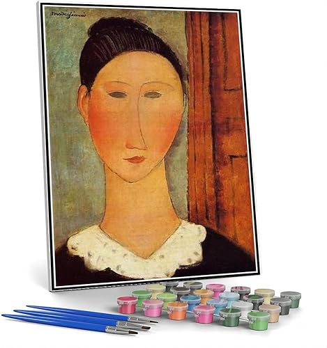 Miniatura 7 de Kit de pintura al óleo de bricolaje, cabeza de una mujer, pintura por Amedeo Modigliani Kit de pintura por números para niños y adultos