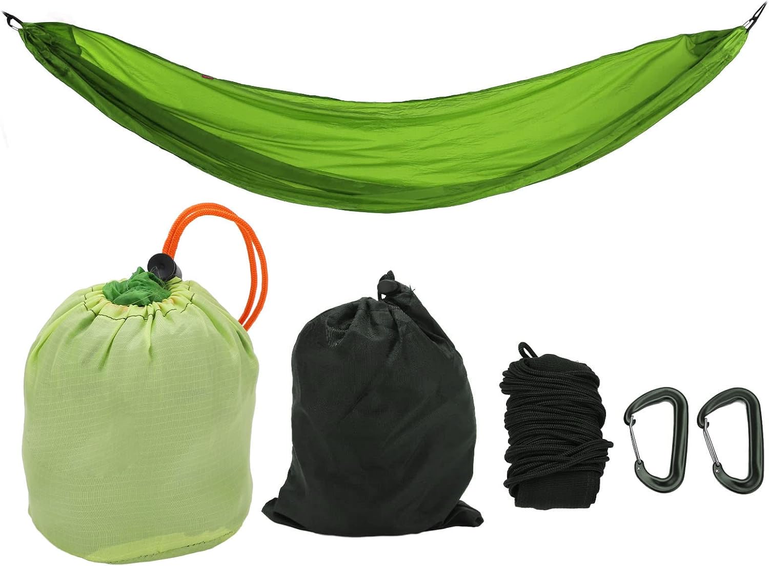 Pilipane Hammock, Camping Hammock, Portable Parachute Hammock with Storage Bag and snap Hook for Outdoor Activities(Green)