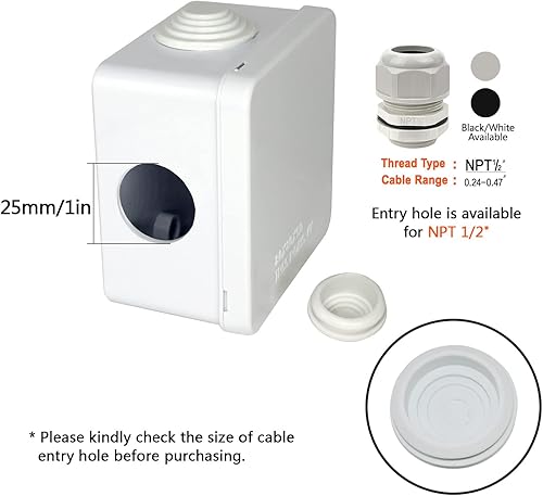 Miniatura 5 de LeMotech Caja de conexiones, plástico ABS IP55 impermeable y a prueba de polvo, caja eléctrica universal, caja de proyectos para exteriores e