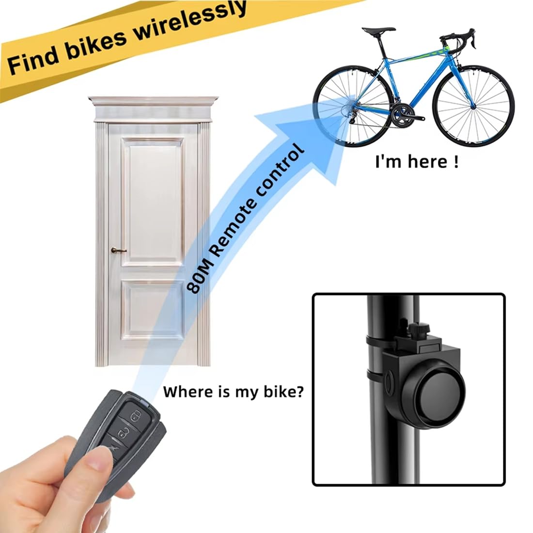 di Sicurezza Antifurto per Bicicletta con Wireless e Sensore, Ricaricabile USB, 2 Pezzi per Moto