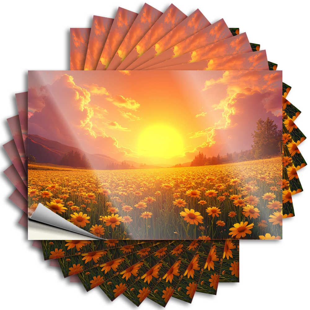 Bumper Water Badass Sunset Over A Field of Yellow Flowers for Indoor - Bedroom Door Decor Easy Peel Removable(8X12CM)