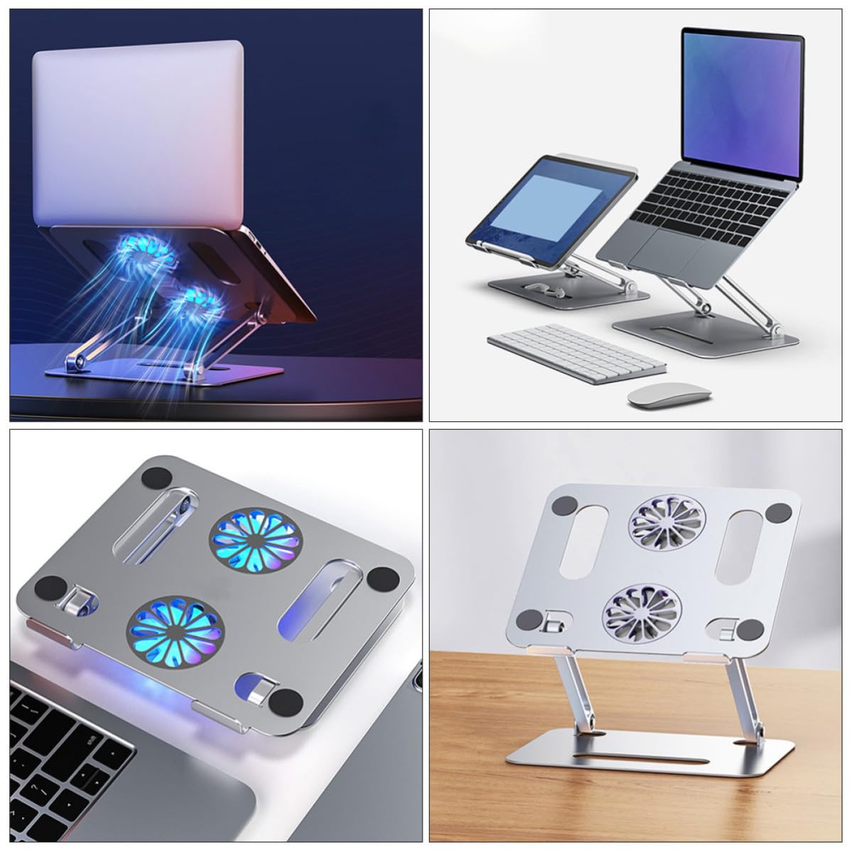 Base de Enfriamiento para Portátil con Doble Ventilador y Soporte Regulable en Aleación de Aluminio para Juegos, Adecuado para Decoración Verano y Laptops hasta 17.3 Pulgadas