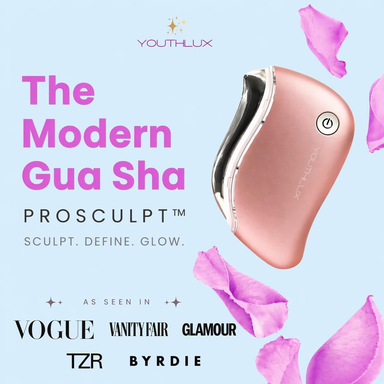 YouthLab ProSculpt Gua Sha Outil ultime de grattage/sculpture/raffermissement du visage, chaleur / vibration électrique, anti-âge/rides, gonflement des yeux, soulagement de la tension, acupression,