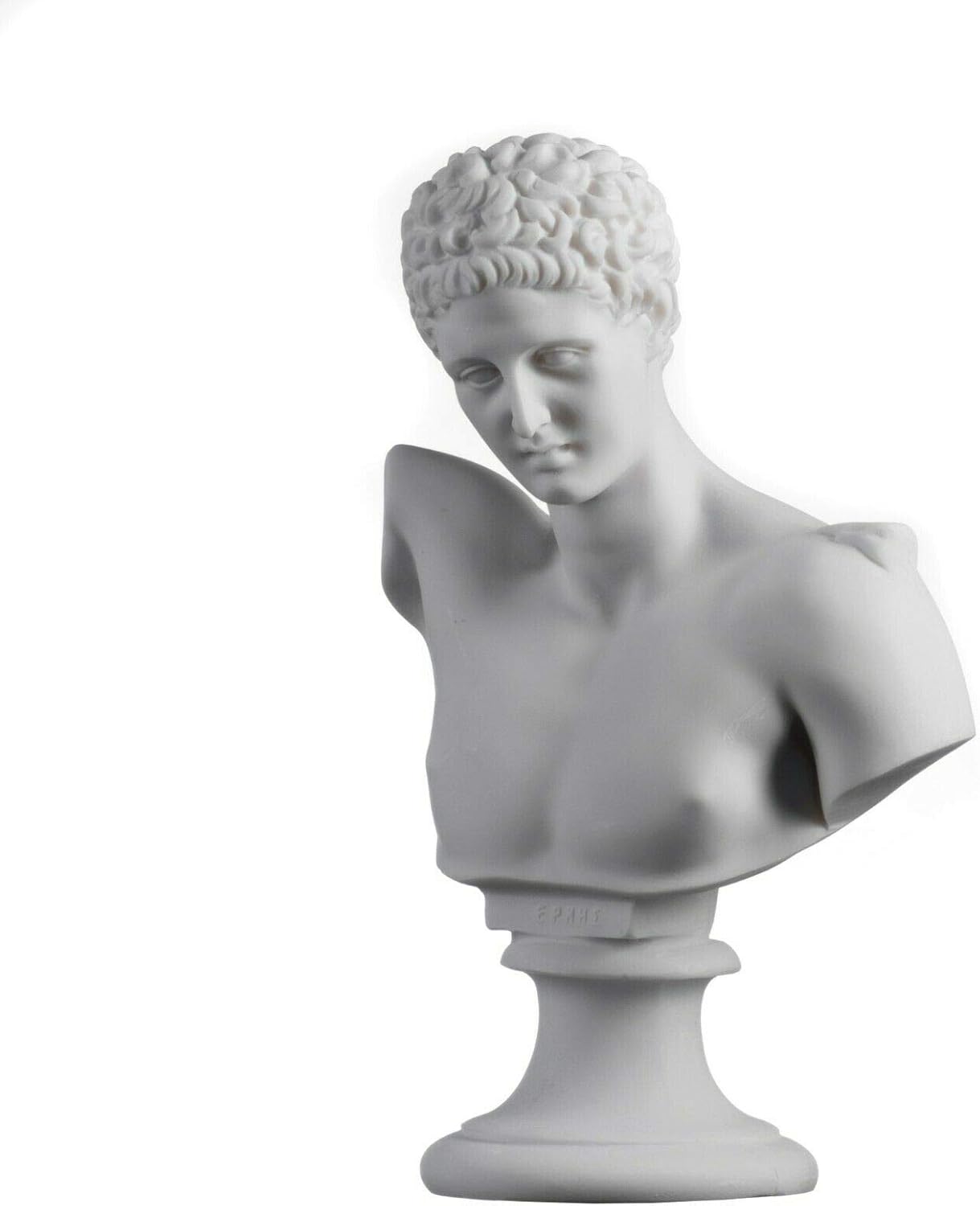 Hermes Bust Alabaster Sculpture Ancient Greek God Conductor of Souls 8.26"