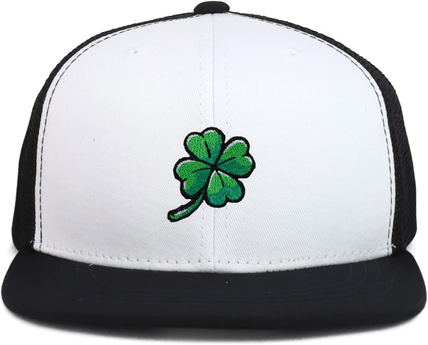 Armycrew Oversize 2XL Lucky Clover Patch Structured Mesh Back Flatbill Snapback Cap