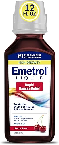 Emetrol Alivio de náuseas sin somnolencia - Medicina líquida para aliviar el malestar estomacal - Medicamento para las náuseas recomendado por