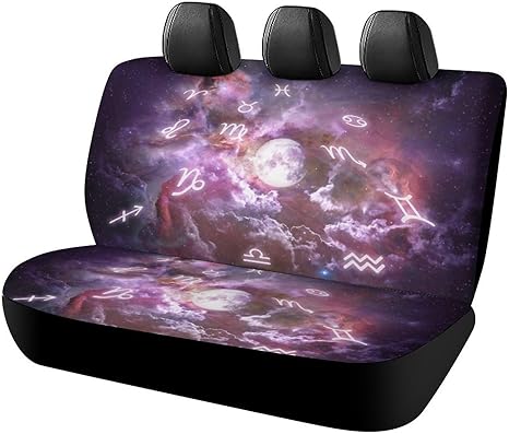 Colorful Zodiac Signs and The Moon Car Seat Cover for Back Seat, Protects from Scratches, Non-Slip Cover Stay 120x59x76cm