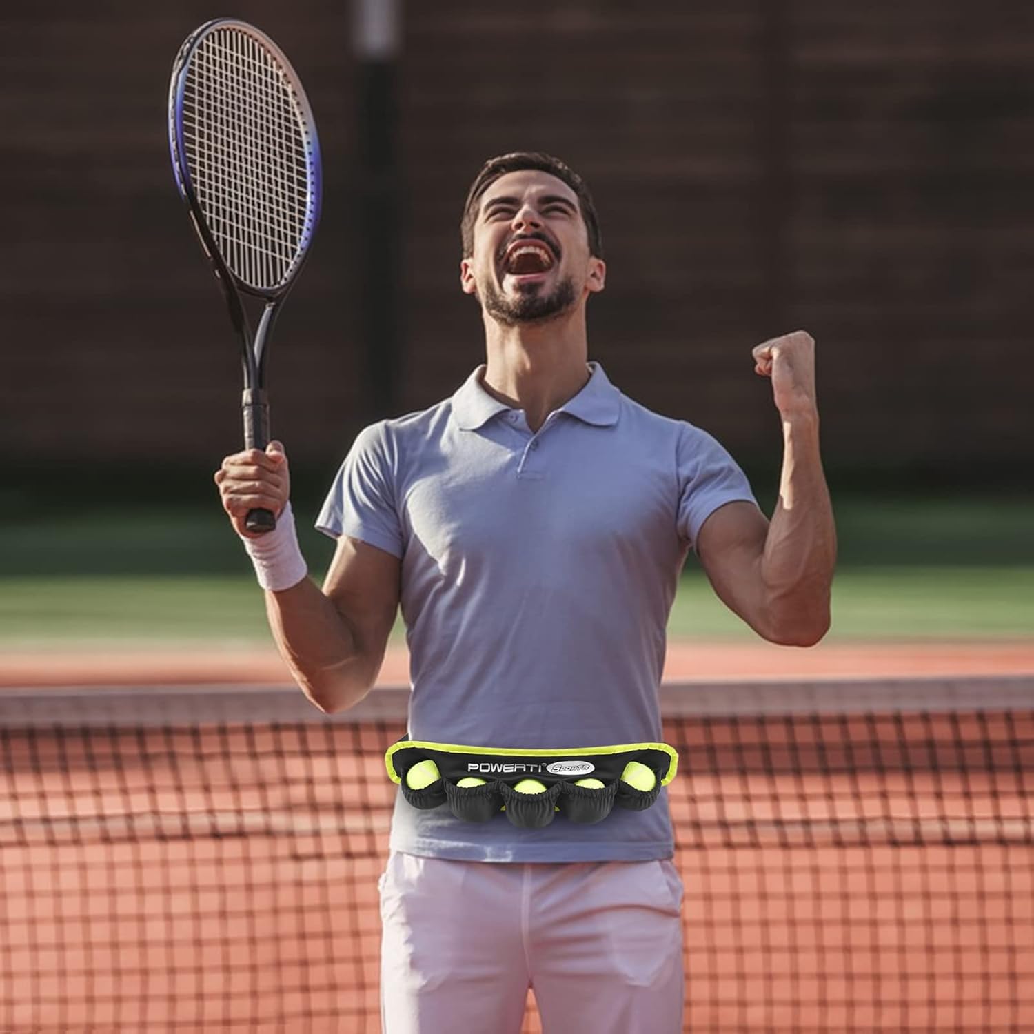 HUIOP Tennis Ball Band, 5 Tennis Balls Holder Waist Bag Fanny Pack for Running Cycling Walking Jogging