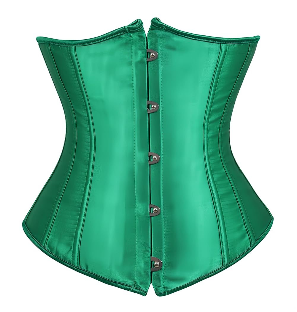 Kelvry Women's Satin Waist Cincher Lace up Boned Bustier Underbust Corset