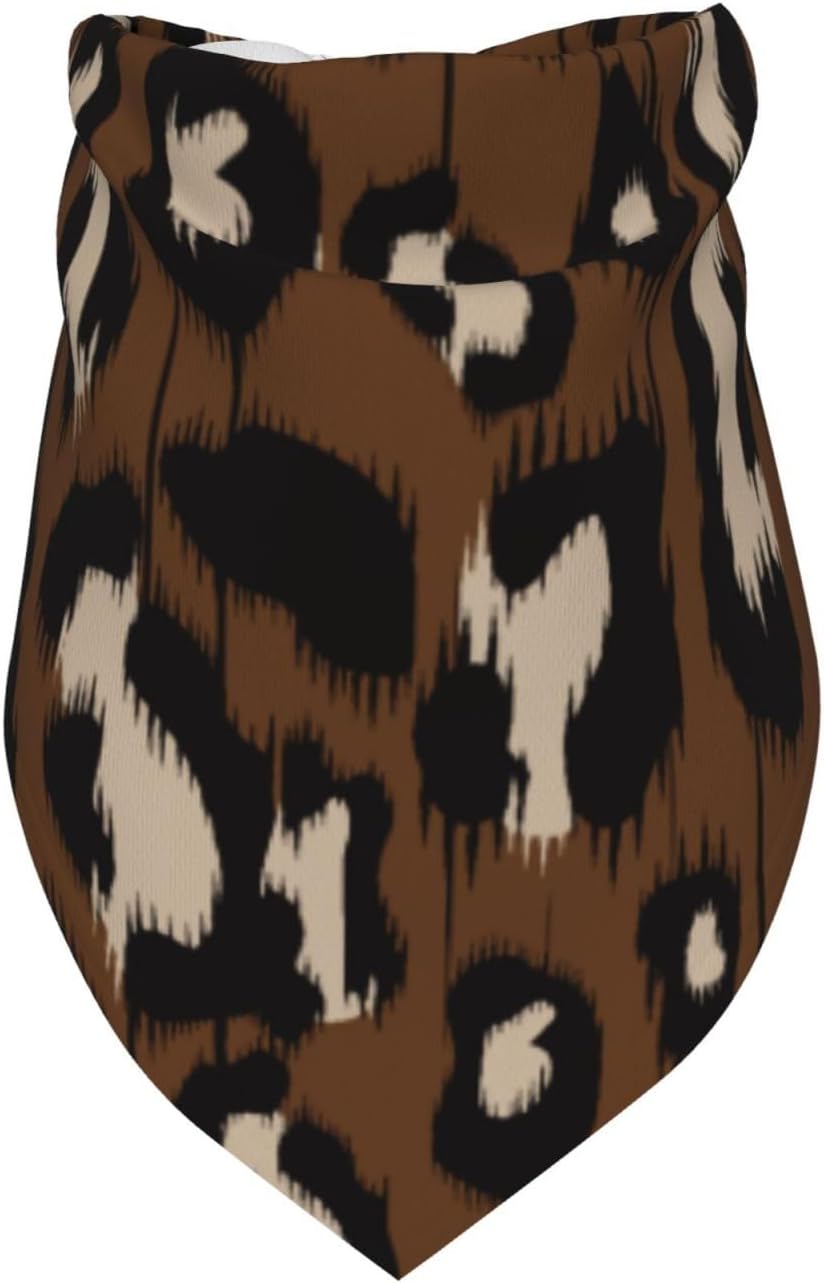 Leopard Print Dog Bandana,Soft Comfortable Pet Triangle Bibs Scarf for Puppy Cats Dogs, Cute Leopard Designs Washable Kerchief Scarf for Dog Lovers (Dark Brown) image 3