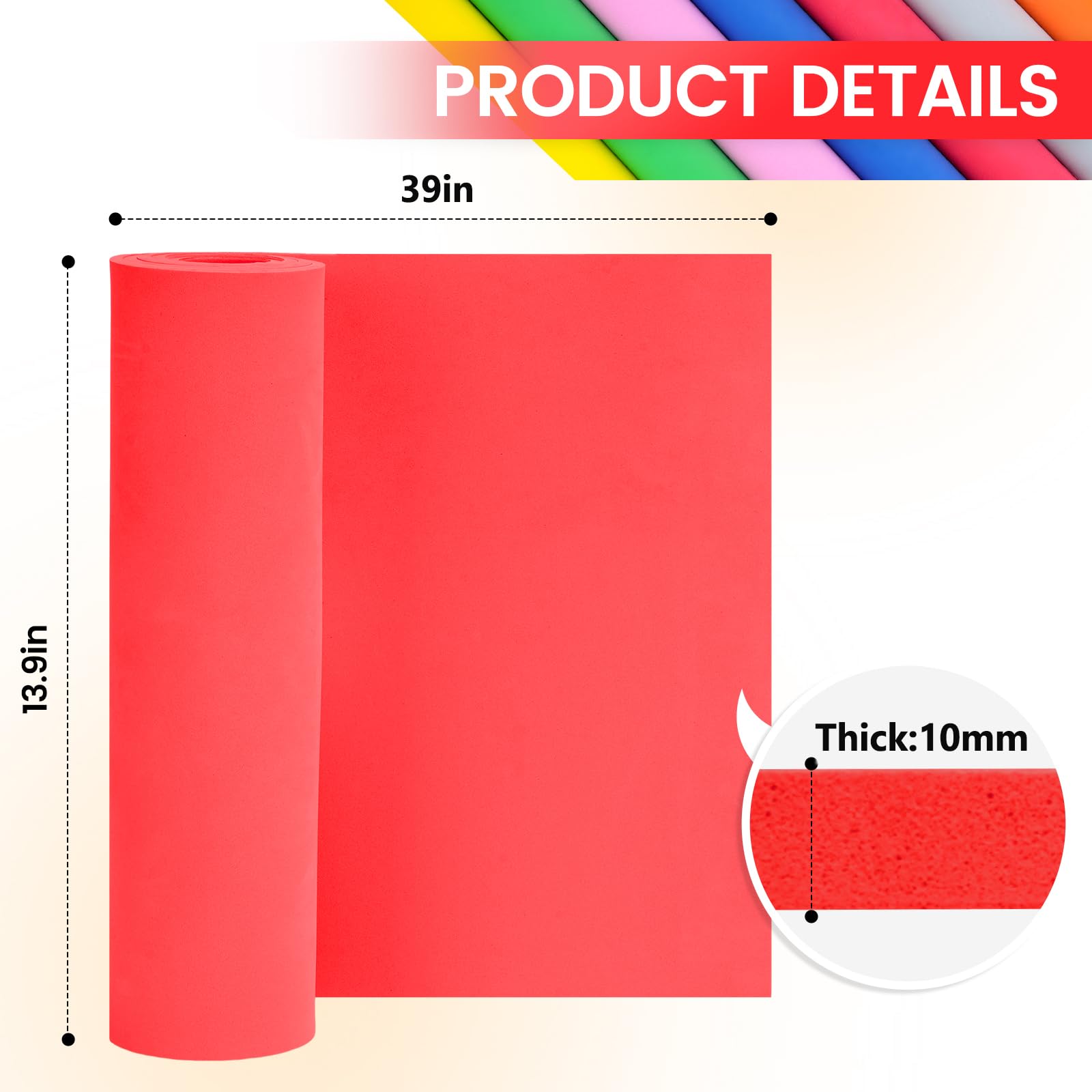 Rouge Rouleau Mousse EVA, Do²ping EVA Foam 10mm, 35.5x99cm avec haute densité 86kg/m3 mousse cosplay pour Projet de costume DIY (10mm Rouge)