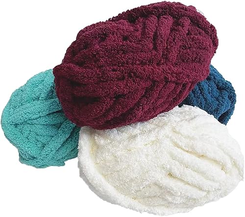 Miniatura 3 de DDL&HEXI 2 Park - Hilo grueso de chenilla, kit para hacer mantas, hilo para tejer jumbo, 2 x 8 onzas, 7.97 oz por bolsa (azul marino)