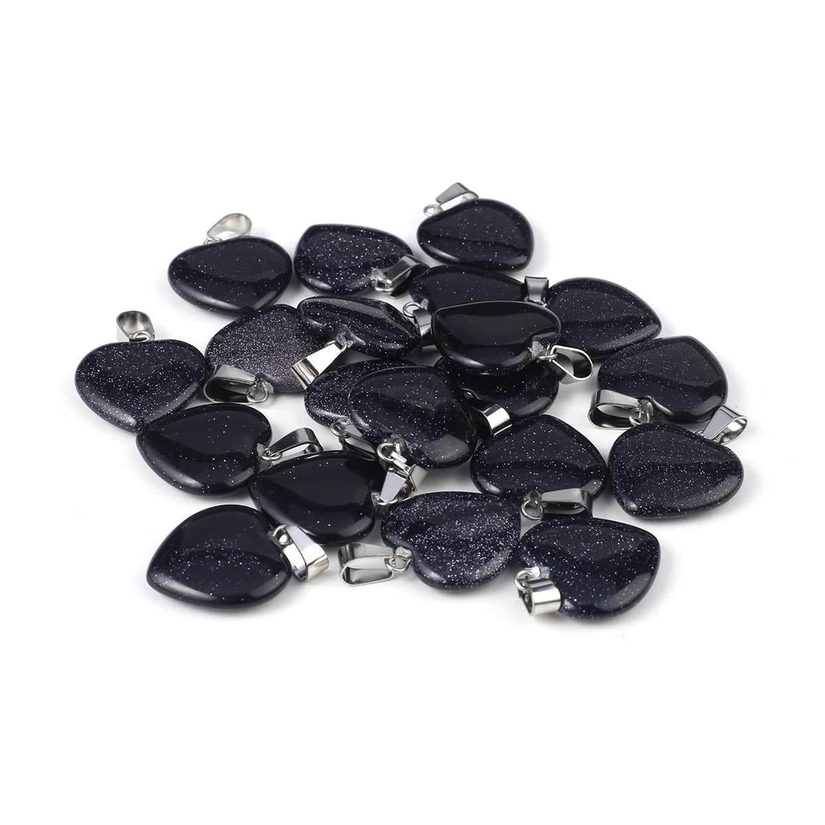 LE SKY 20 Pcs natural stone pendants heart shape healing stone charms for jewelry making