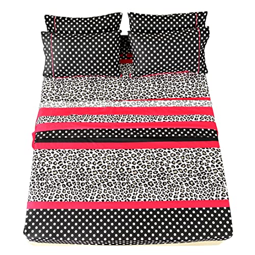 American Home Collection 6 Piece Bed Sheet Set - Double Brushed Microfiber Print Sheet Set - 14" Deep Pocket - Wrinkle, Fade, Stain Resistant - Hypoallergenic (Queen, Multi Cheetah-Dot-Paisley) #TOP1