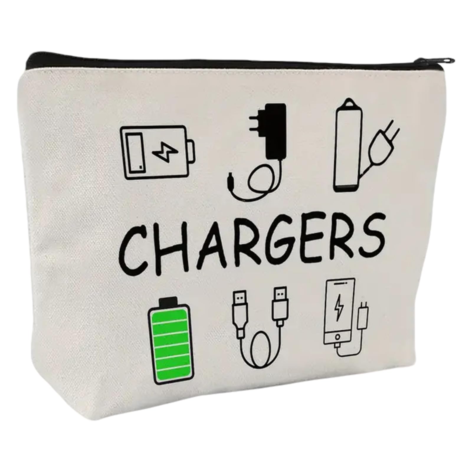 Organiser Bag - Homiladi Personalized Charging Cable Organizer & Toiletry Bag for Women, White
