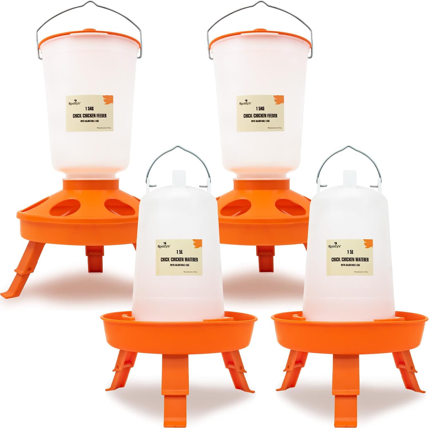 Roosty's 2 x Top Fill 1.5KG Chick Feeder and 1.5L Chick