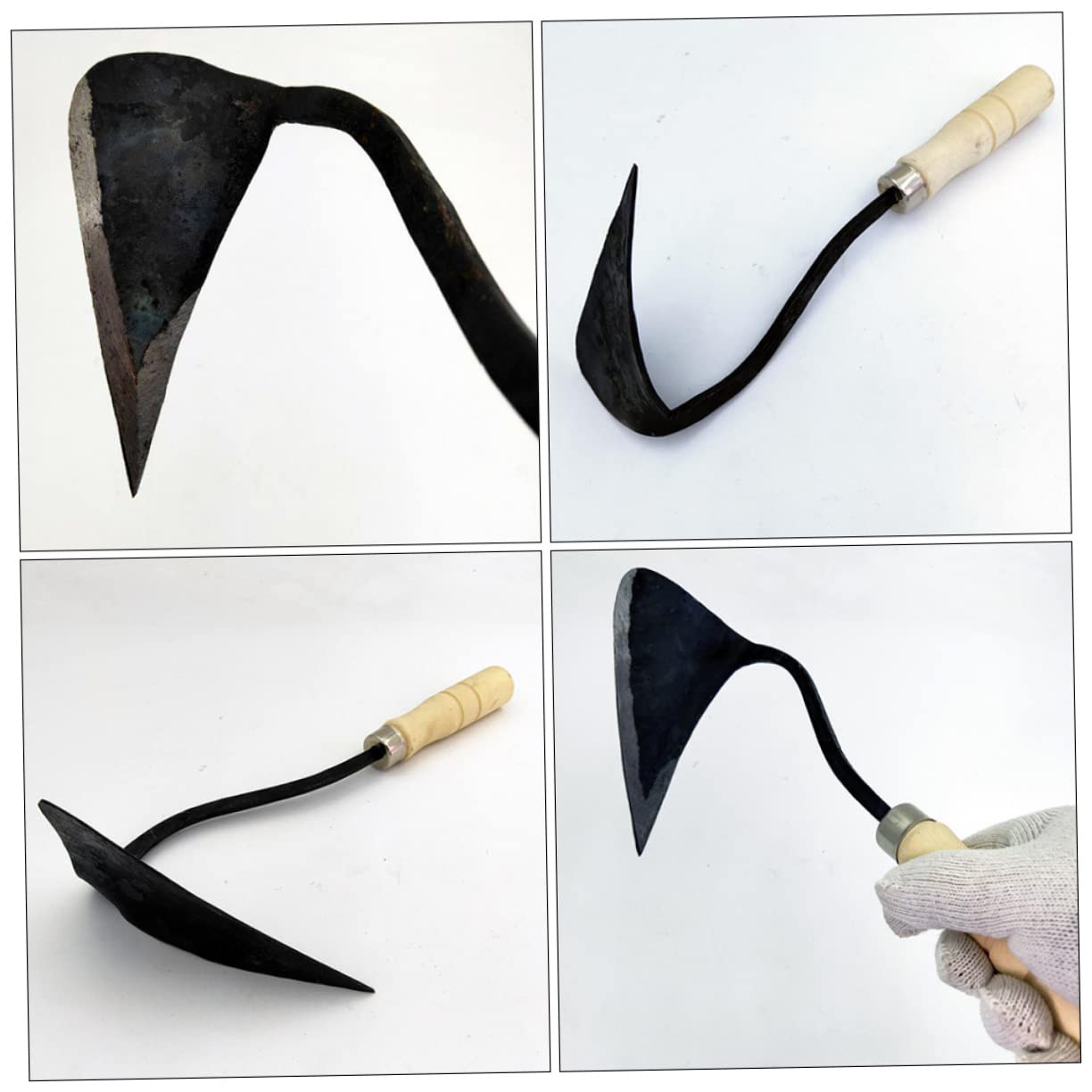 TOYANDONA Zappetta da Giardinaggio Manico in Legno e Acciaio Medio al Carbonio, Design Ergonomico e Impugnatura Antiscivolo, per Piantare e Diserbare