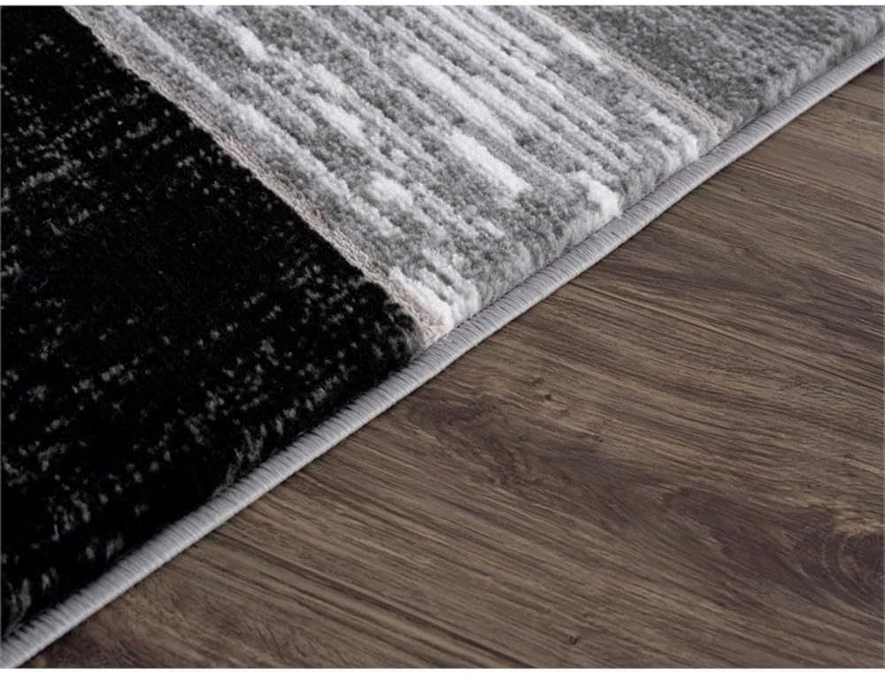 Pemberly Row Black Geometric 2 ft. x 6 ft. Fabric Runner Rug
