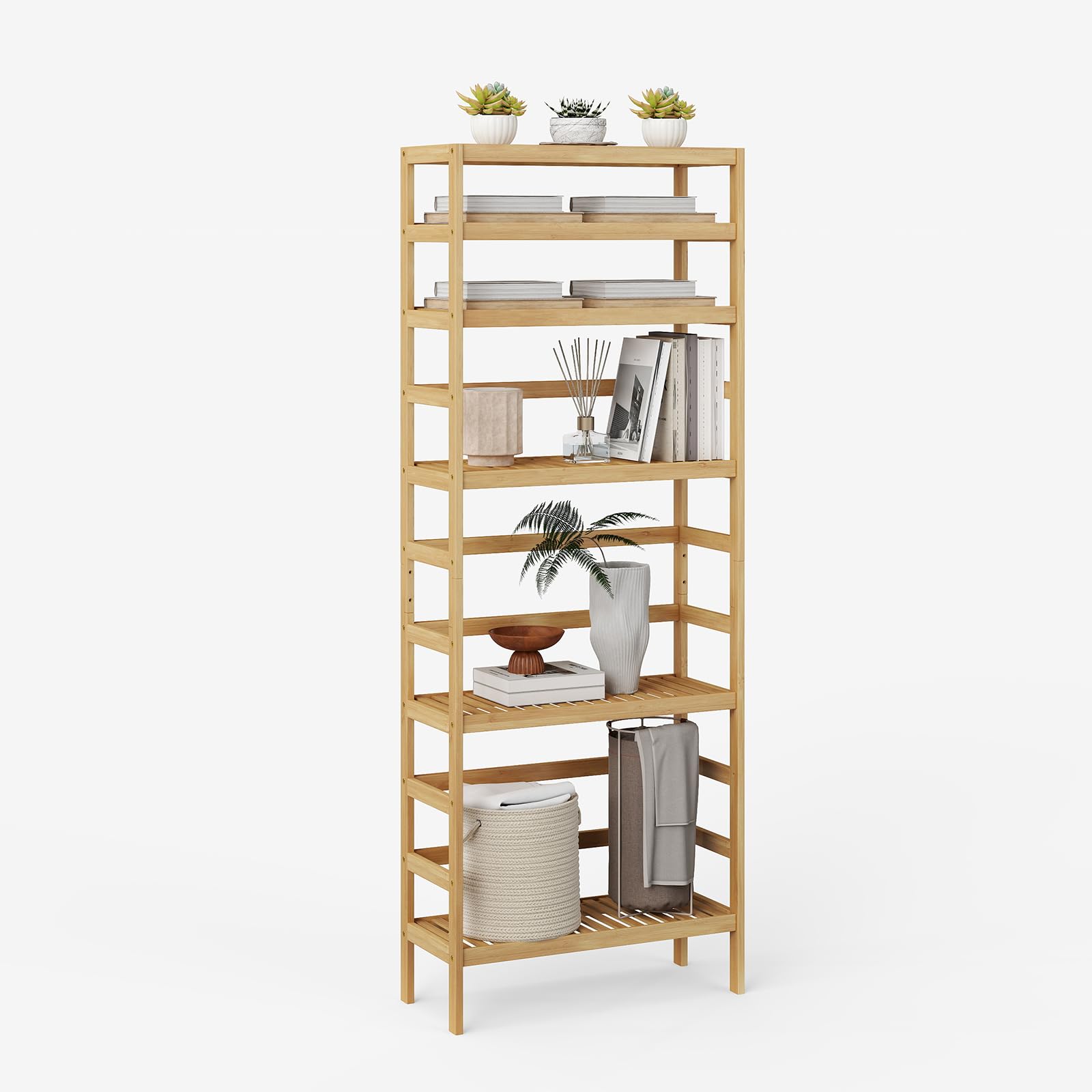 Elepude 6-Tier Adjustable Bamboo Shelf
