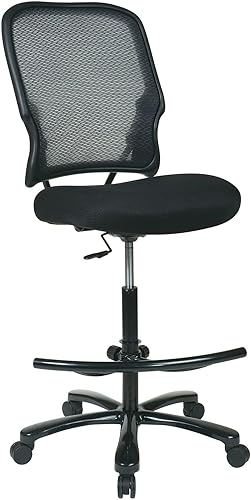 Miniatura 3 de SPACE Seating Respaldo AirGrid de doble capa grande y alto con asiento de malla, reposapiés ajustable y base con acabado plomizo, negro