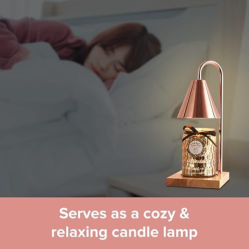 Miniatura 5 de Calentador de velas, elegante lámpara de vela con interruptor de atenuación y bombilla, calentador de cera para velas de 3 mechas y frascos de