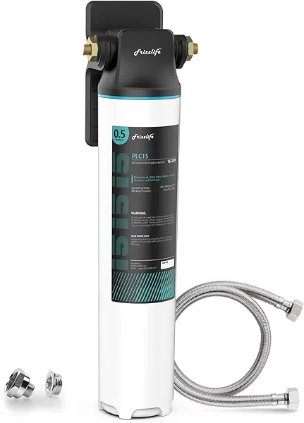 Frizzlife SW15 Under Sink Water Filter System, NSF/ANSI 53&42 Certified, Reduces 99.99% Lead, Chlorine, Bad Taste & Odor, Inline Water Filter, 16K Gallons High Capacity, 0.5 Micron, USA Tech