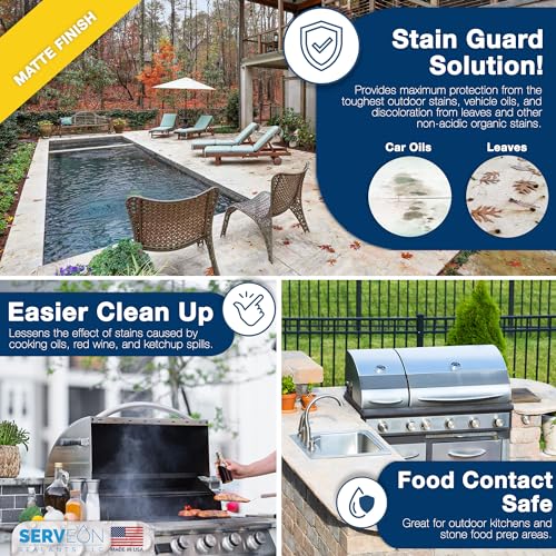 Natural Stone Sealer Plus Stain Guard (Matte Finish) Commercial Grade Outdoor Indoor Waterproof Grout Sealer Protects Pavers Pools Patios Landscape Stones (1 Gallon) H2900S - Image 6
